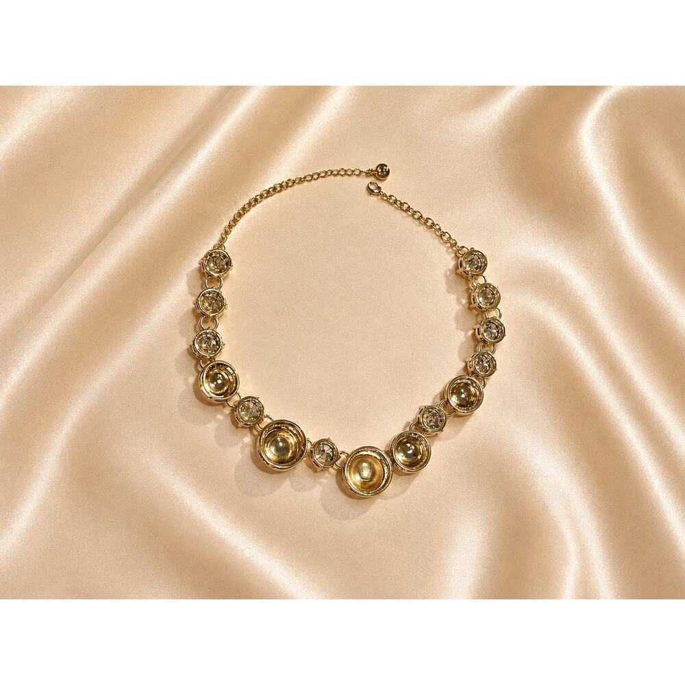 Vintage Liz Claiborne Pink Orange Bubble Disc Necklace 

Gold Tone Statement - Picture 6 of 8